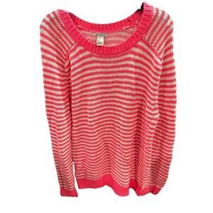 ☑️Forever 21 Hot Pink & White Striped Sweater